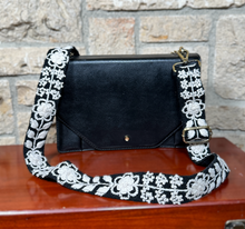 Load image into Gallery viewer, Embroidered Adjustable Handbag Strap, Purse Strap, Camera Strap - Andina Black and White
