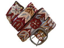 Load image into Gallery viewer, Embroidered Flower Belt, Peruvian, Handmade - Andina Camel/Terracota Colors
