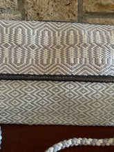 Load image into Gallery viewer, Hand Weaved Envelope Bag, Crossbody Bag, Evening Bag - Grey, Cream and Silver
