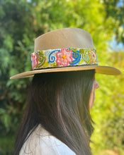 Load image into Gallery viewer, Fedora Hat - Wool Felt Hat, Wide Brim Hat , Embroidered Removable Hat Band  - Light Taupe Beige
