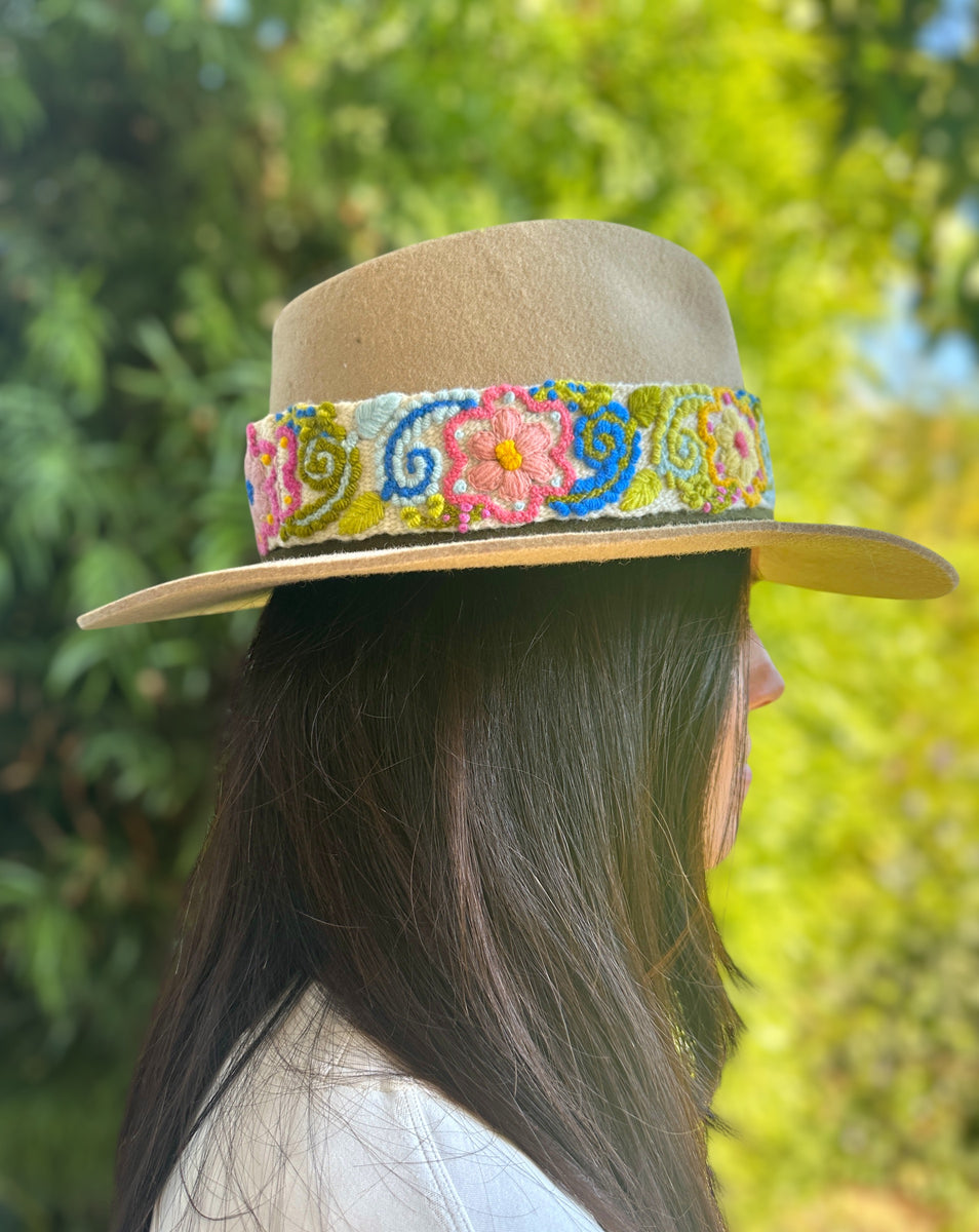 Fedora Hat - Wool Felt Hat, Wide Brim Hat , Embroidered Removable Hat ...