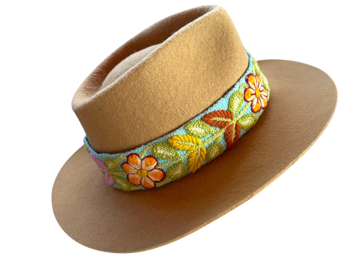 Fedora Hat - Wool Felt Hat, Wide Brim Hat , Embroidered Removable Hat ...
