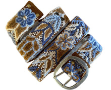 Load image into Gallery viewer, Embroidered Flower Belt, Peruvian, Handmade - Andina Camel/Terracota Colors
