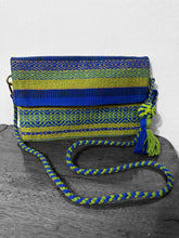 Load image into Gallery viewer, Hand Weaved Envelope Bag, Crossbody Bag, Evening Bag - Blue and Gold
