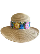 Load image into Gallery viewer, Sun Hat , Straw Hat, Hand Embroidered Band
