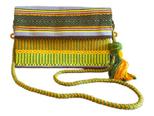 Load image into Gallery viewer, Hand Weaved Envelope Bag, Crossbody Bag, Evening Bag - Multicolor, Green, Yellow, Orange and Pink
