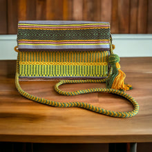 Load image into Gallery viewer, Hand Weaved Envelope Bag, Crossbody Bag, Evening Bag - Multicolor, Green, Yellow, Orange and Pink
