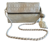 Load image into Gallery viewer, Hand Weaved Envelope Bag, Crossbody Bag, Evening Bag - Grey, Cream and Silver
