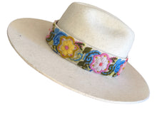 Load image into Gallery viewer, Fedora Hat - Wool Felt Hat, Wide Brim Hat , Embroidered Removable Hat Band  - Ivory White
