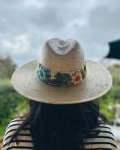 Load image into Gallery viewer, Palm Fedora Hat, Wide Brim Hat,  Summer , Straw Hat, Panama Wide Brim, Removable Hand Embroidered Band - Vaquero Style

