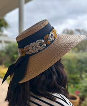 Load image into Gallery viewer, Wide Brim Straw Hat for Women, Oversized Beach Hat, UV Protection Sun Hat,  Panama Wide Brim Hat,  Summer , Hand Embroidered Removable Band
