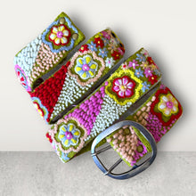 Load image into Gallery viewer, Peruvian Hand Embroidered Belt , Wool Belt, Statement Belt -  Floral Elegance
