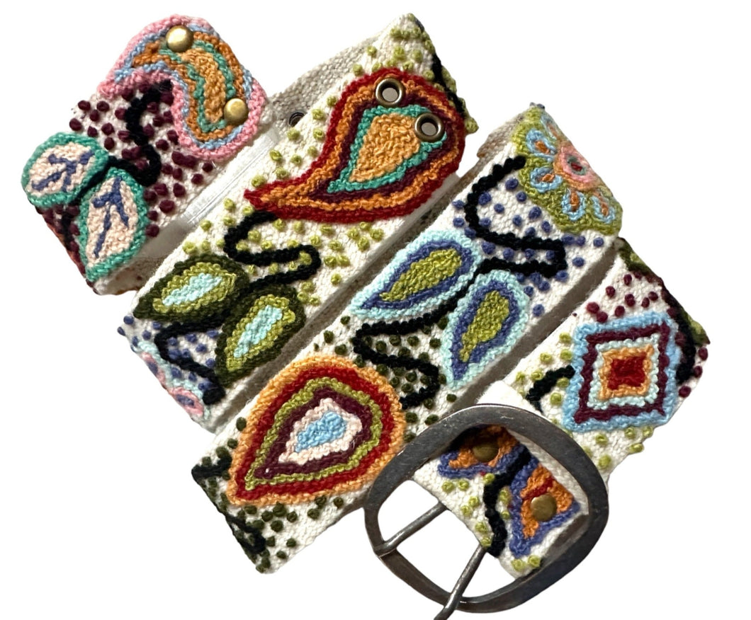 Peruvian Hand Embroidered Belt , Wool Belt, Statement Belt -  Bohemian Mosaic
