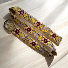 Load image into Gallery viewer, Peruvian Hand Embroidered Belt , Wool Belt, Statement Belt -  Garden Bloom Tan Base
