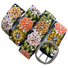 Load image into Gallery viewer, Peruvian Hand Embroidered Belt , Wool Belt, Statement Belt -  Vintage Blossom Black Base
