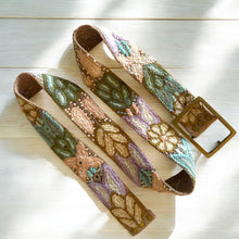Load image into Gallery viewer, Embroidered Andina Belt -  Peruvian, Hand Embroidered, Flower Belt, Floral Ethnic Belt, 100% wool, -  Andina Pastels
