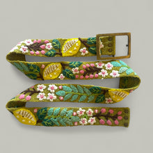 Load image into Gallery viewer, Embroidered Andina Belt -  Peruvian, Hand Embroidered, Flower Belt, Floral Ethnic Belt, 100% wool, -  Lemons and Leaves
