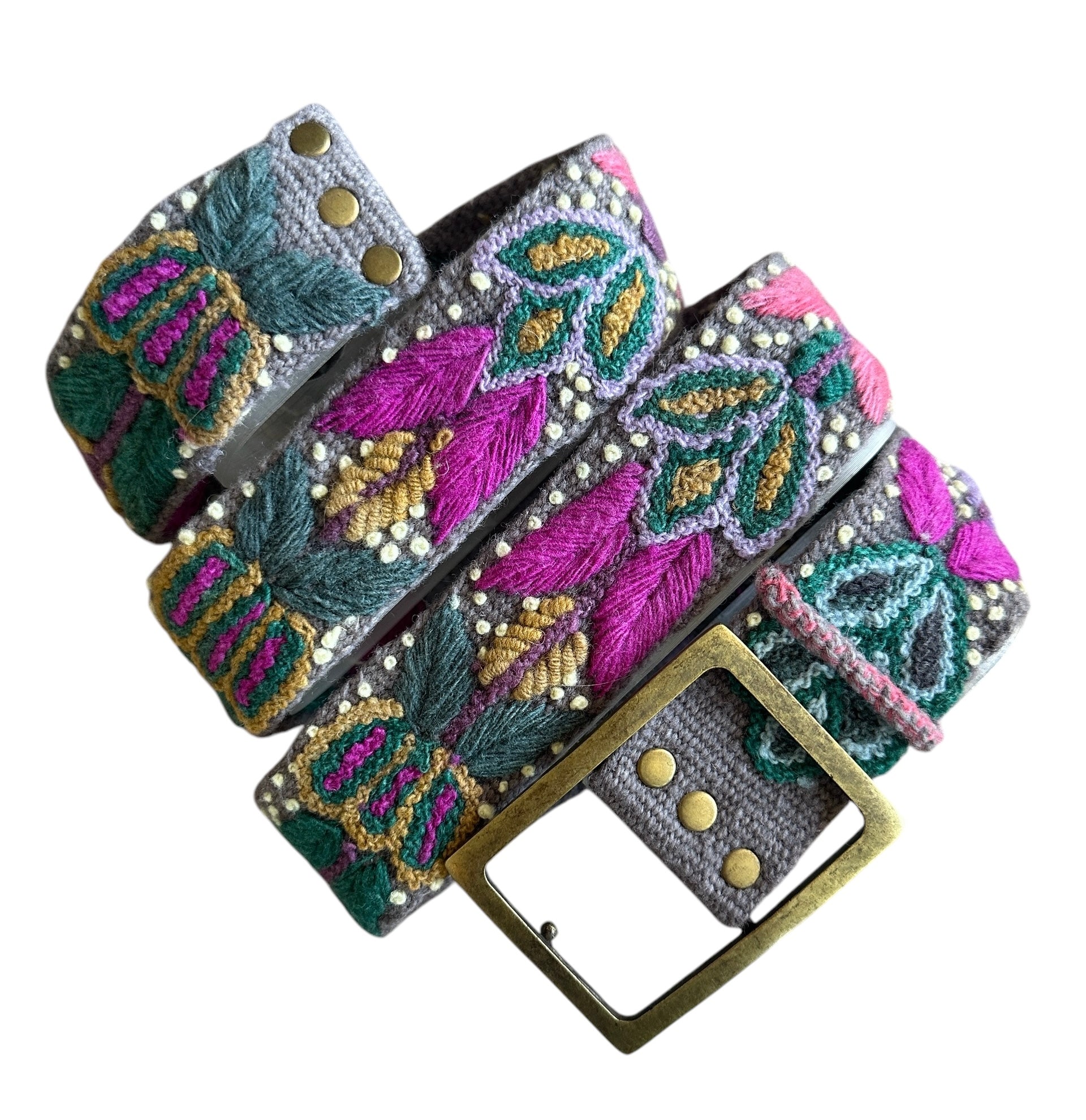 Purple Suede W/ Pink & Purple Embroidery & Beaded Butterfly ~ Boho/Gypsy Belt Violet Luxe Suede Belt – VISMRUT main image 4
