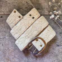 Load image into Gallery viewer, Peruvian Hand Embroidered Belt , Wool Belt, Statement Belt -  White Meadow
