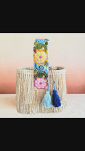 Load and play video in Gallery viewer, One-of-a-kind Hand Embroidered strap and Gold Chain Shoulder Strap/Raffia Fringe Tassel Bag - Handmade,  Spring Summer Bag/ Terracota Color
