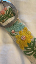 Load and play video in Gallery viewer, Peruvian Hand Embroidered Belt , Wool Belt, Statement Belt -  Sunset Bloom
