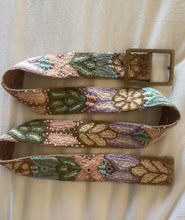 Load and play video in Gallery viewer, Embroidered Andina Belt -  Peruvian, Hand Embroidered, Flower Belt, Floral Ethnic Belt, 100% wool, -  Andina Pastels
