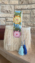 Load and play video in Gallery viewer, One-of-a-kind Hand Embroidered strap and Gold Chain Shoulder Strap/Raffia Fringe Tassel Bag - Handmade,  Spring Summer Bag/ Natural Color
