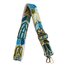 Load image into Gallery viewer, Embroidered Adjustable Shoulder Strap, Purse Strap, Camera Strap - Andina Turquoise/Lime Green
