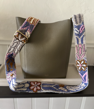 Load image into Gallery viewer, Embroidered Adjustable Handbag Strap, Purse Strap, Camera Strap - Andina Blues and Pink
